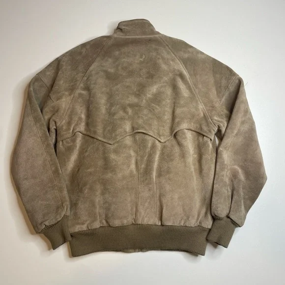 Vintage 90’s The Fox Collection Suede Leather Bomber Jacket Gray Chinstrap M - Picture 3 of 8